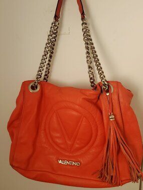 Mario Valentino Coral Orange Bag With Tassel